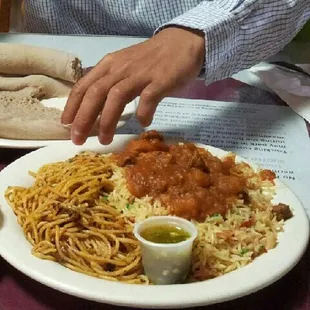 Spaghetti and rice