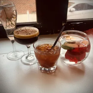 Spiced espresso martini and chocolate raspberry old fashioned