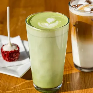 two drinks on a wooden table