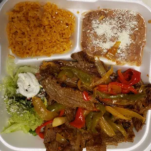 Fajitas fresh off the grill! Great as a take out enjoy with your family and friends for dine-in.