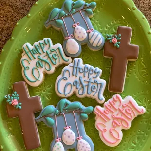 easter cookies on a plate