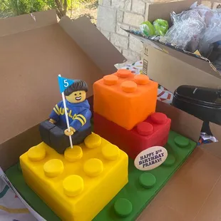 a lego birthday cake