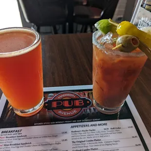 Bud Light Red Beer for $4.75 and a well Bloody Mary for $8.50.