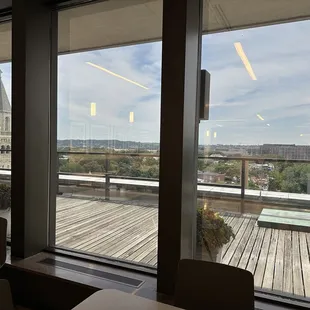 Pretty view of DC outside the long balcony window