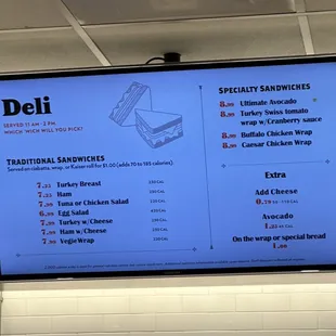Deli menu