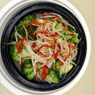 Pho Noodles with Chicken and veggies.