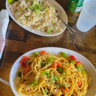 Crab rice &amp; garlic noodles