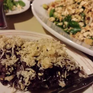 Dessert is some kind of black rice pudding with coconut and I don't care I ate all of it.
