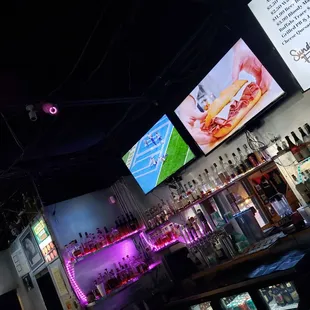 a bar with neon lights