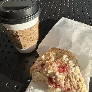 12 oz mocha + strawberry scone