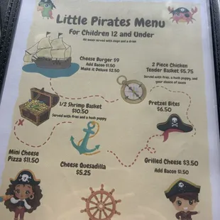 Kids menu