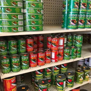 canned food on shelves