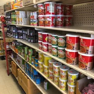 shelves of canned food