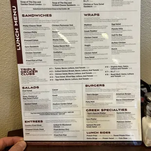 Menu back