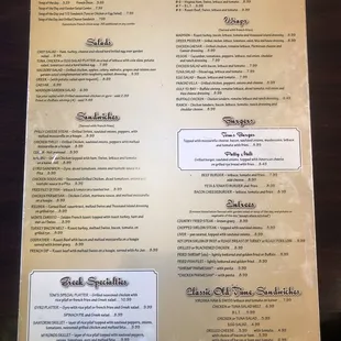 Lunch menu