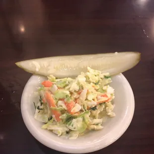 Pickle and cole slaw