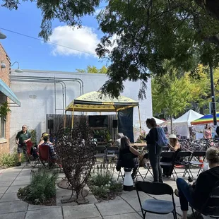 Patio - setting up for the Packer game