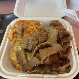 Chicken, beans, falafel, lamb, beef