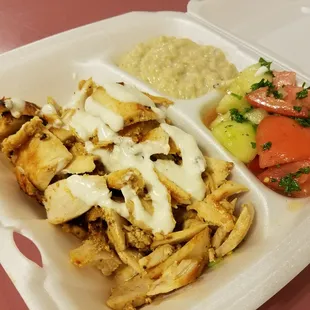 Chicken shawarma, baba ganoush, fattoush. #keto #haveagoodone