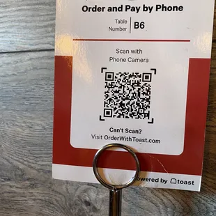 Option to order at the table or at the front register