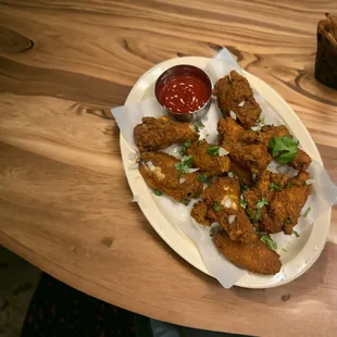 chicken wings and fried chicken, food