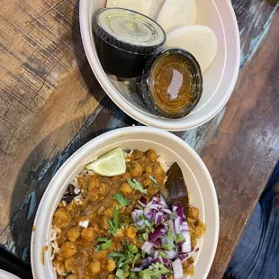 two bowls of curry and rice