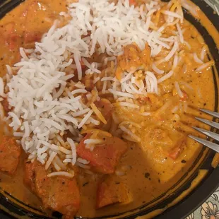 Chicken Tikka Masala + added rice (takeout)