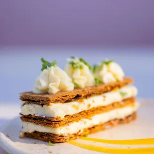 a close up of a dessert on a plate