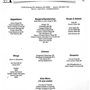 Madrick&apos;s Tavern Menu