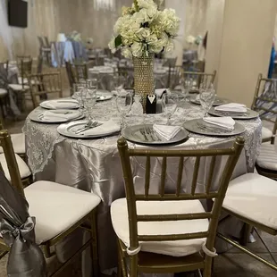 Formal Dinner Setup for Wedding in our Barcelona Room.