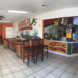 the inside of a restaurant