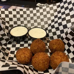 Buffalo chicken balls but they tasted like taco seasoning hush puppies