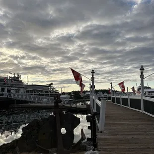 a view of a dock with a boat docked