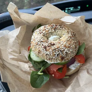 Veggie everything bagel with loxxxx