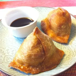 Potato samosas I brought home from the deli $1.99 each.