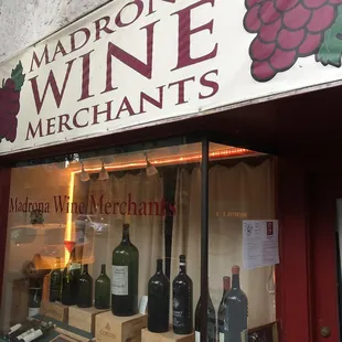 a display of wine bottles