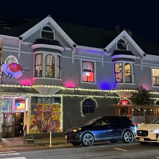 cars parked in front of the building