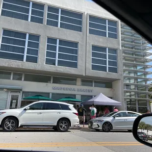 a car parked in front of a building