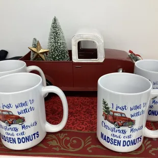 three coffee mugs