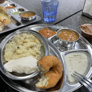 Half Uppuma, Idli, and Vada