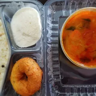 Half Pongal, Idli, and Vada Combo