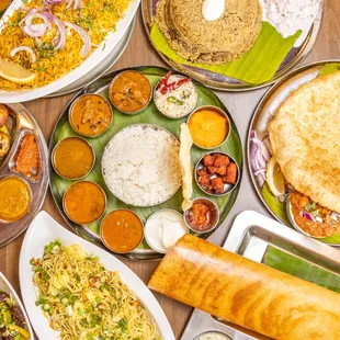 a spread of indian food