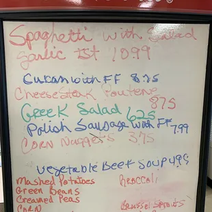 Write up menu board