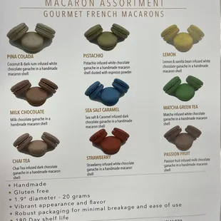 basic flavors of macarons