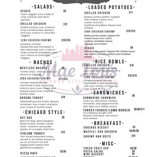 menu for mae lou's cafe
