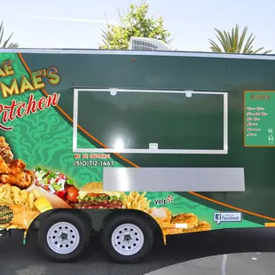 a food truck parked in a parking lot