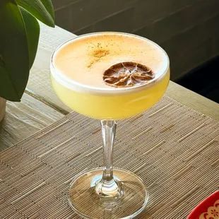 Mixed Drink: Don't tell Ornnit.
sapphire gin, egg white, S&amp;S, peach syrup