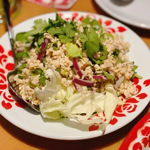 Laab Kai ( spicy chicken salad in chilli lime dressing )