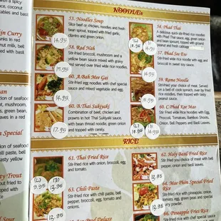 Noodles and Rice Menu