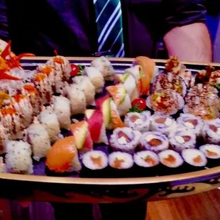 a platter of sushi